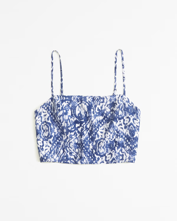 Crinkle Textured Squareneck Set Top | Abercrombie & Fitch (US)