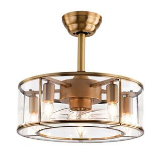 18 in. Indoor Gold Modern Caged 6-Speeds Reversible Motor Ceiling Fan with Light Kit and Remote | The Home Depot