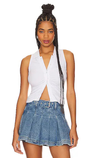 Rina Ruched Top in White | Revolve Clothing (Global)