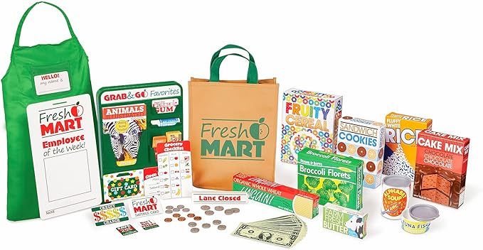 Melissa & Doug Fresh Mart Grocery Store Play Food and Role Play Companion Set - Kids Grocery Stor... | Amazon (US)