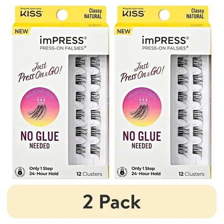 (2 pack) KISS imPRESS Falsies Press On Self Adhesive Eyelashes Classy Black 12 Lash Clusters | Walmart (US)