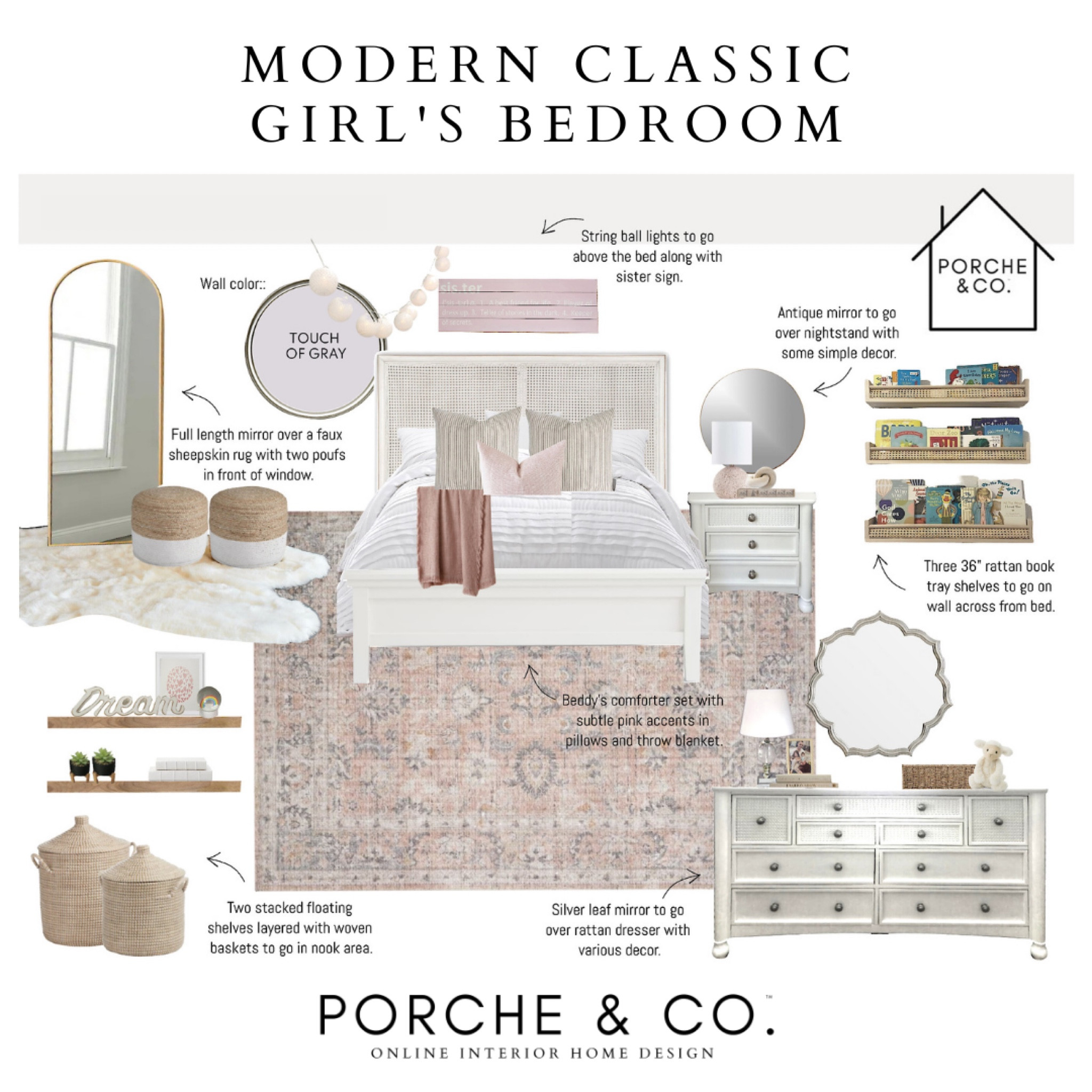 Girls room home decor, modern classic girls room, young girls bedroom, feminine bedroom, transitional bedroom design #edesign #clientfeature

#LTKhome #LTKkids #LTKstyletip