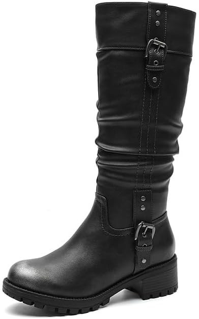 GLOBALWIN Women's Chunky Low Heels Boots Knee High Boots For Women | Amazon (US)