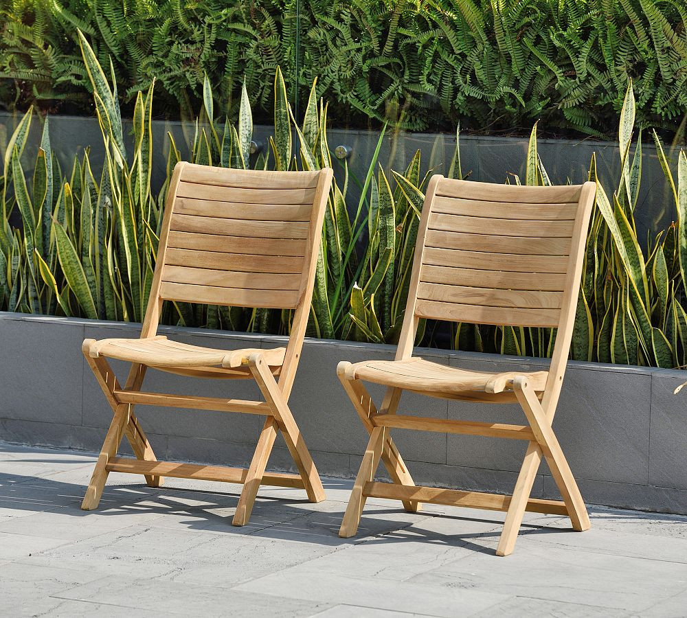 Maya Folding Teak Outdoor Dining Side Chair, Set of 2 | Pottery Barn (US)