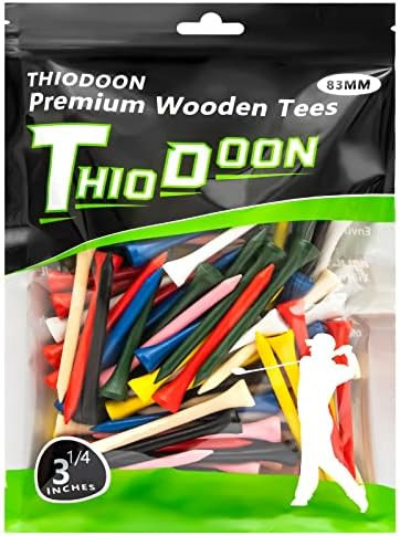 THIODOON Golf Tees Professional Natural Wood Golf Tees Pack of 100, Golfing Tees Multiple Colors Siz | Amazon (US)