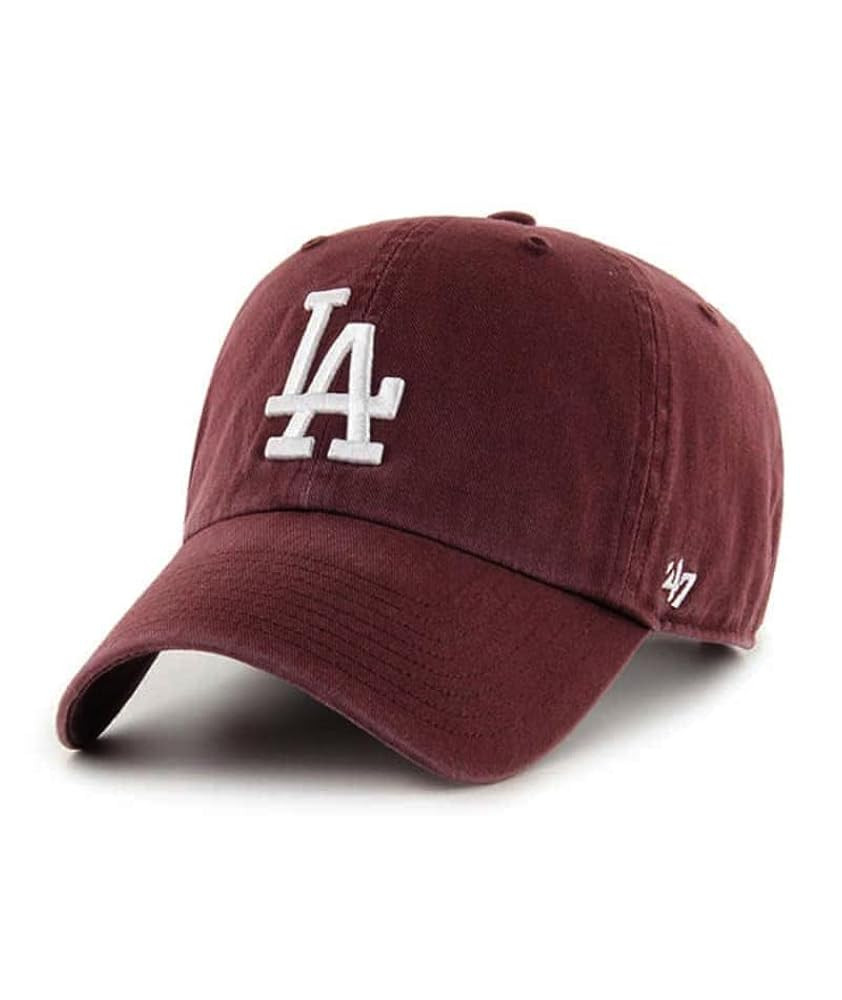 47 Los Angeles Dodgers Hat Mens Womens Clean Up Adjustable Baseball Cap, Cacao Brown, White Logo,... | Amazon (US)