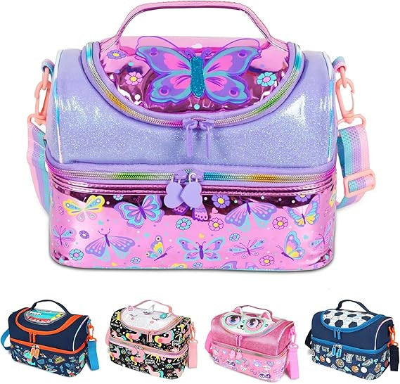 RLGPBON Kids Lunch Bag,Insulated Lunch Box for Girls,Butterfly Lunch Bag Girls for School Daycare... | Amazon (US)