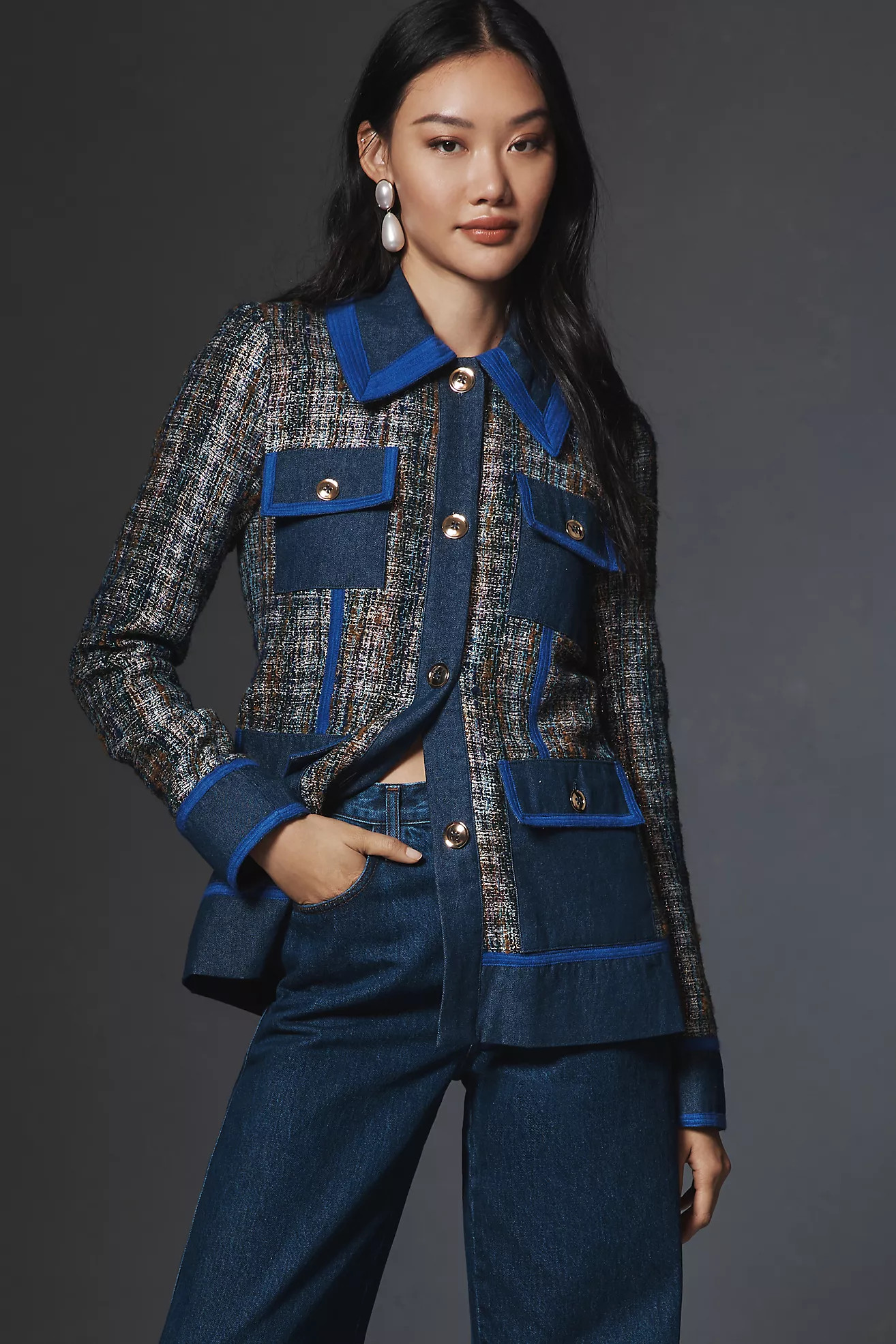 Anna Sui Lurex Tweed Denim Jacket | Anthropologie (US)