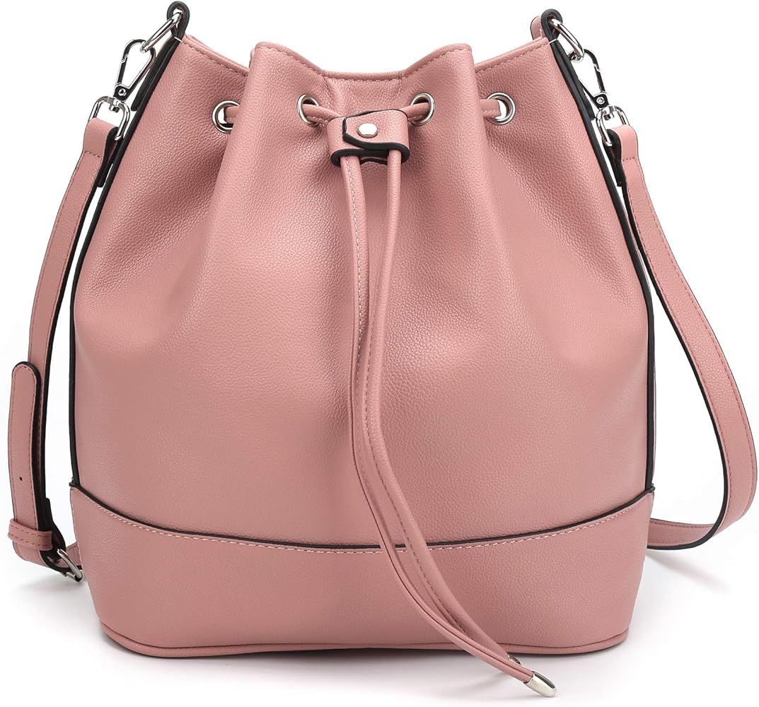 AFKOMST Bucket Bags and Purses For Women Drawstring Hobo and Shoulder Handbags with 2 Detachable ... | Amazon (US)