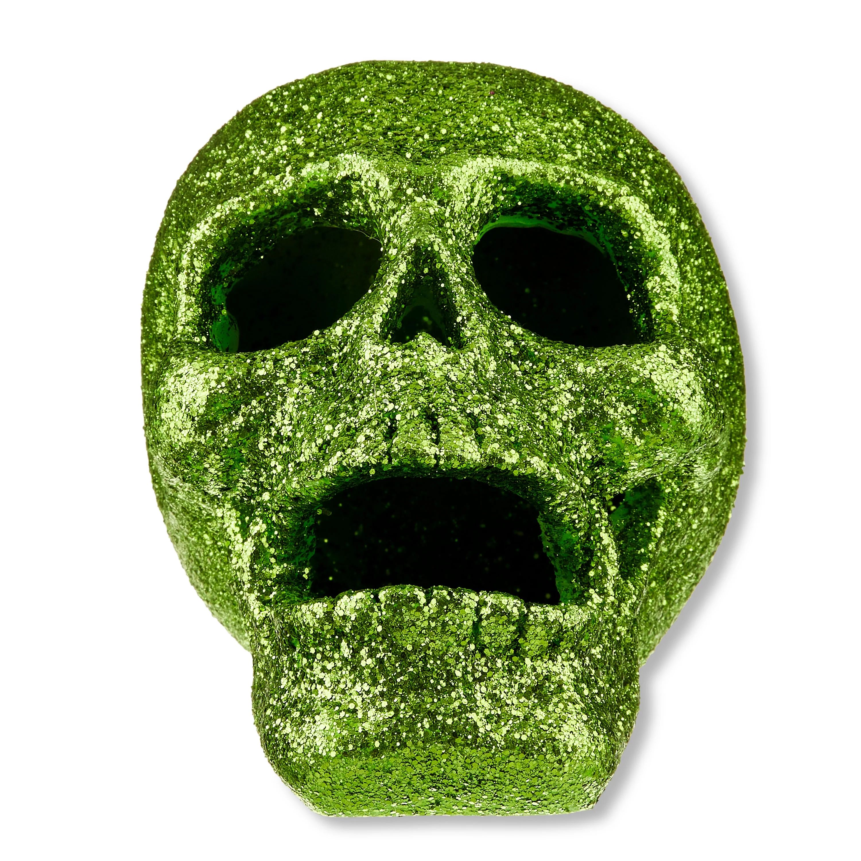 Halloween Large Green Glittered Resin Skull Decoration, 5.25"L x 7.75"W x 5.35"H, by Way To Celeb... | Walmart (US)