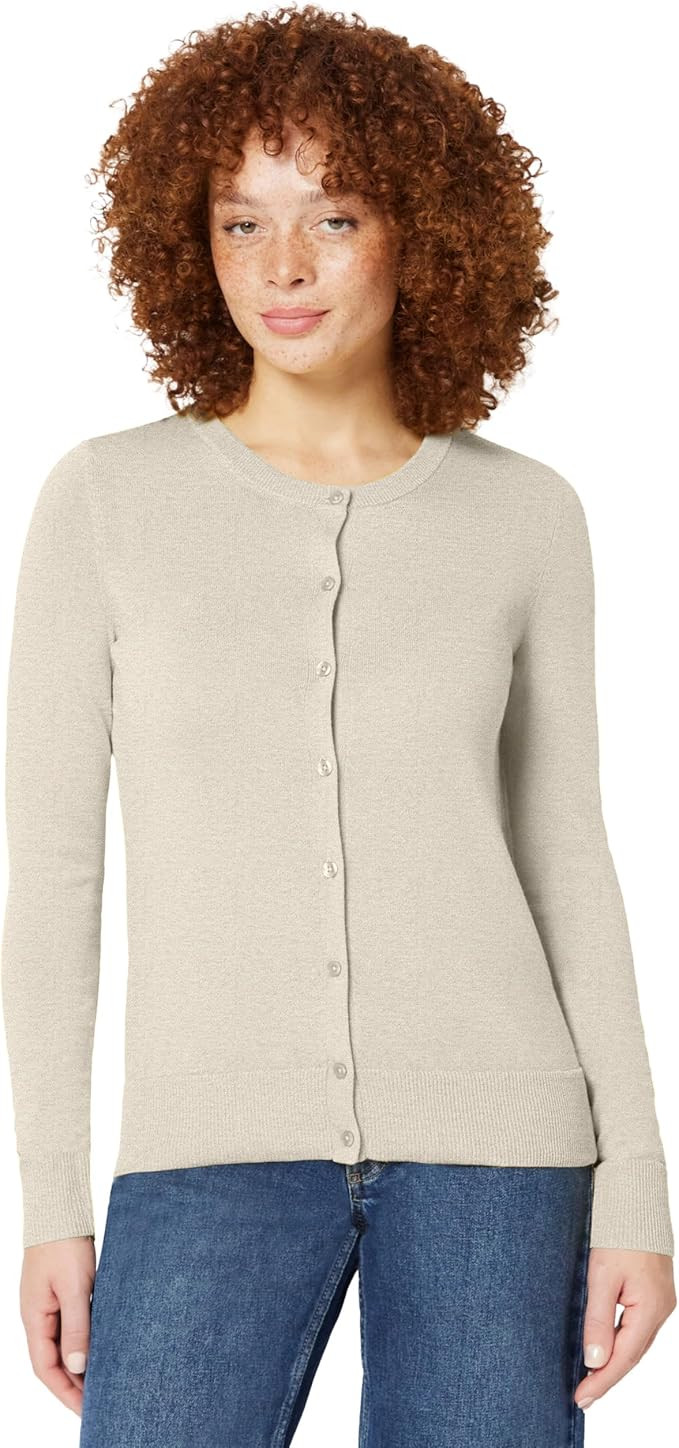 Amazon Essentials Women's Lightweight Crewneck Cardigan Sweater (Available in Plus Size) | Amazon (US)