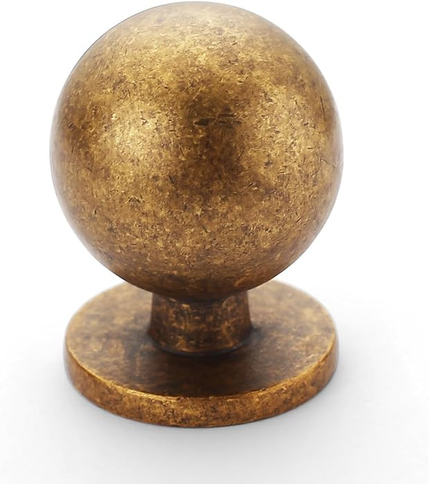 Amerdeco 10 Pack Antique Brass Cabinet Knobs Single Hole Cabinet Pulls 1 Inch Diameter Round Draw... | Amazon (US)