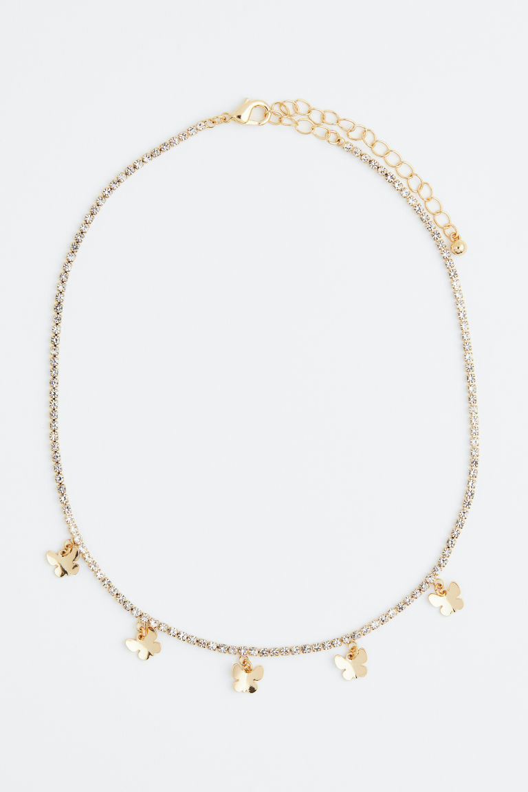 H & M - Rhinestone Necklace - Gold | H&M (US + CA)