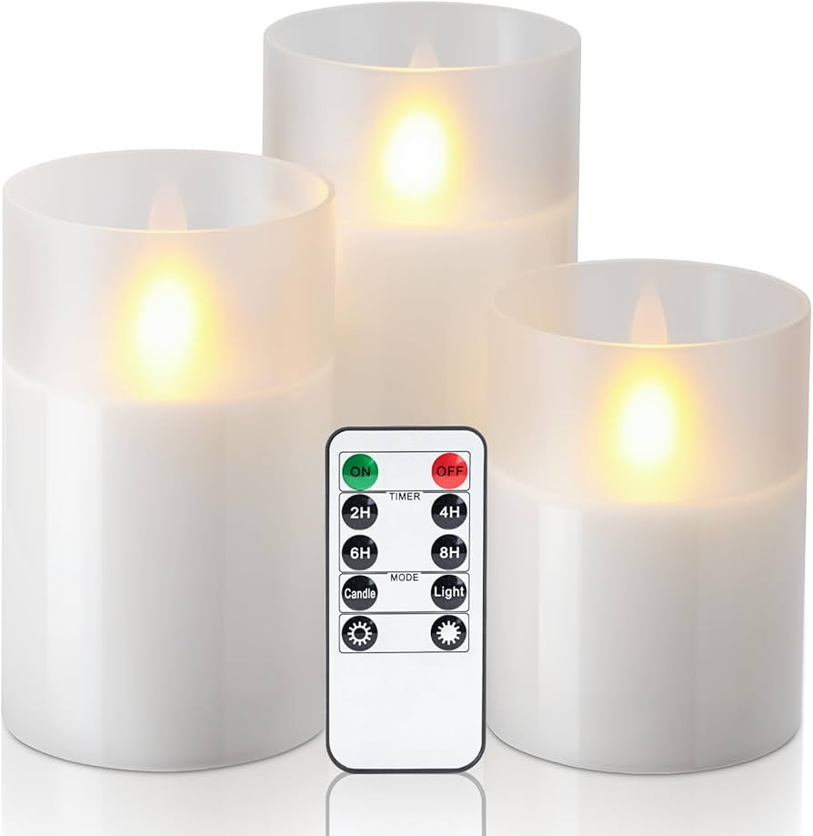 Amagic Clear Glass Flickering Flameless Candles with Realistic Dancing Flame, LED Candles, Batter... | Amazon (US)