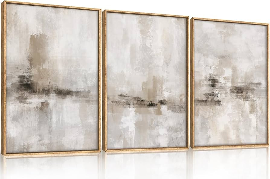 Ausril Abstract Neutral Textured Framed Canvas Wall Art Set, Modern Beige Wall Decor, Minimalist ... | Amazon (US)