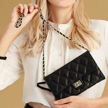 Mini Quilted Square Bag Black Chain Strap Elegant | SHEIN