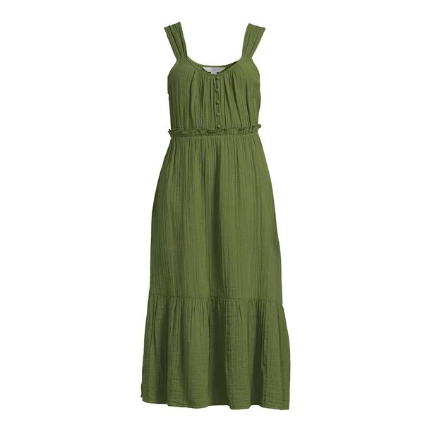 Time and Tru Sleeveless Doublecloth Midi Dress | Walmart (US)