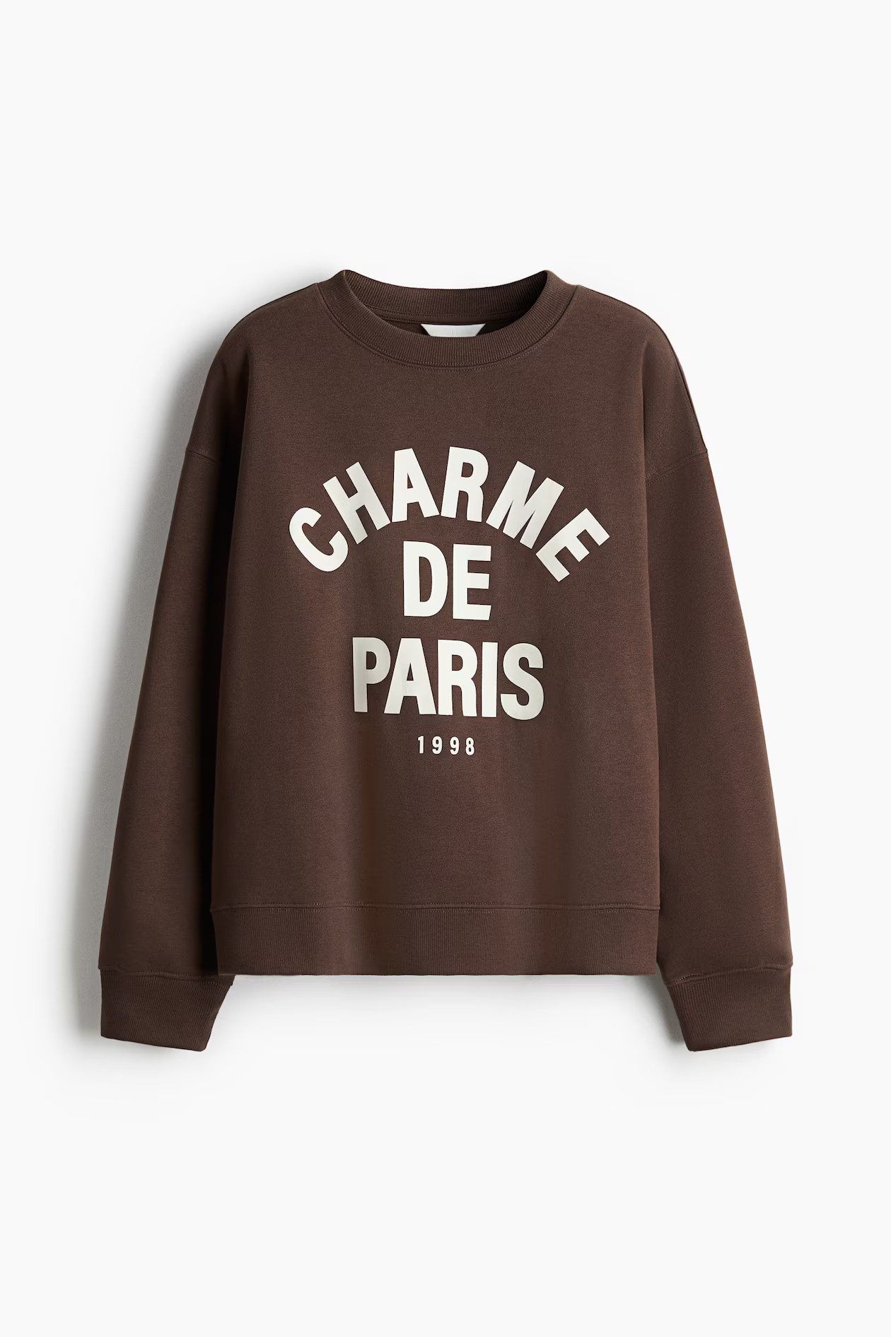 Text-motif sweatshirt - Dark brown/Paris - Ladies | H&M GB | H&M (UK, MY, IN, SG, PH, TW, HK)
