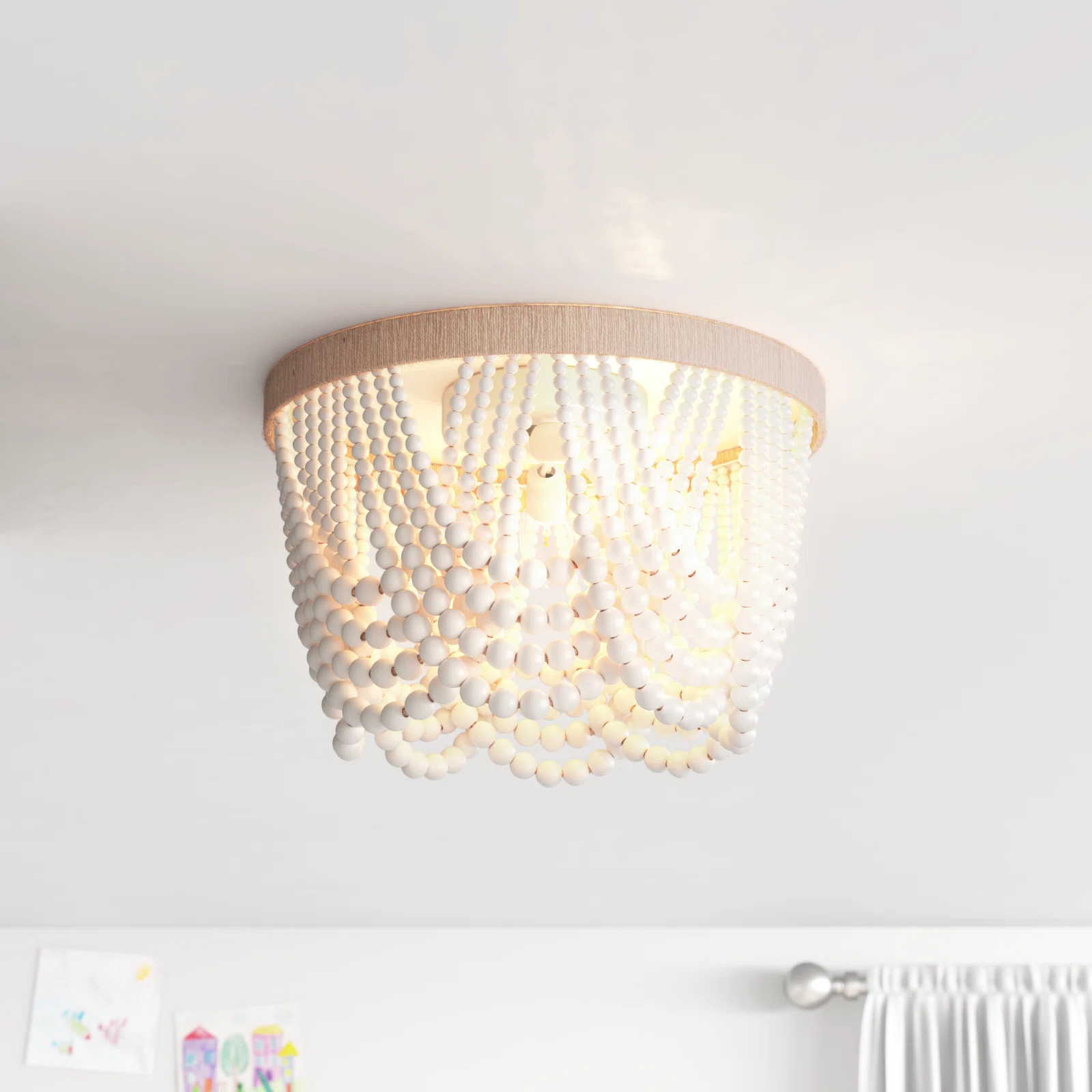 Nicole 3-Bulbs 12.6 inch Beads Farmhouse Flush Mount Flush Mount Light Fixture | Wayfair North America