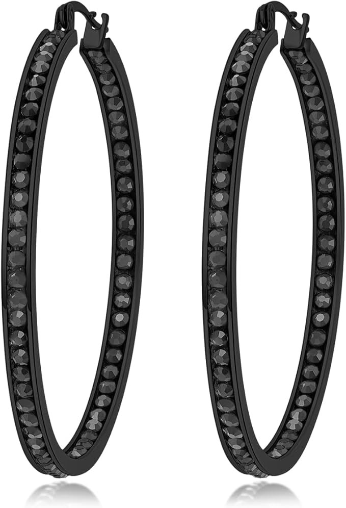 CiNily Mult-colors Crystal Stainless Steel Hoop Earring for Women Hypoallergenic Jewelry for Sens... | Amazon (US)