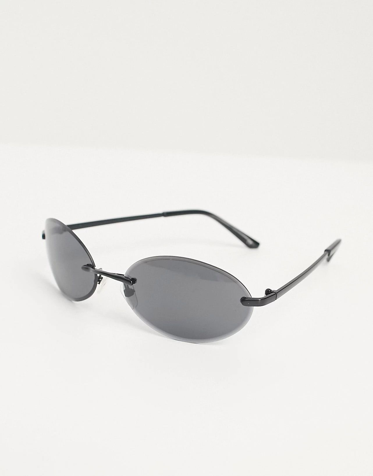 My Accessories London oval rimless sunglasses in black | ASOS (Global)