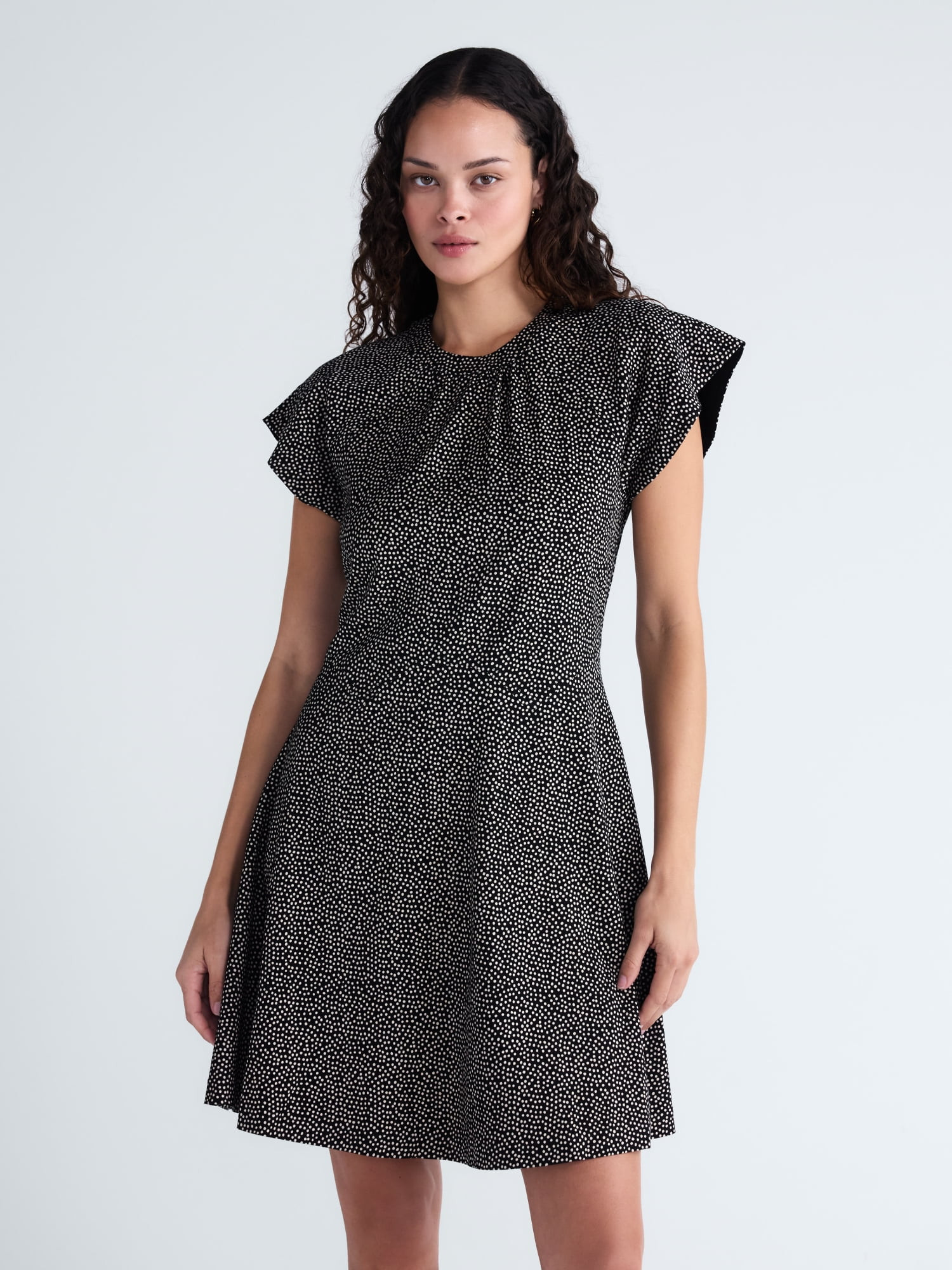 Scoop Women's and Women's Plus Mini Dress with Flutter Sleeves, Sizes XS-4X | Walmart (US)