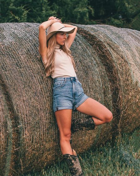 Country concert outfit -Cowgirl boots, cuffed denim shorts, tan sweater tank and a good hat

Mock neck tank, cowboy boots, classic western, easy concert outfit, summer outfit, stagecoach, festival outfit, Nashville outfitt

#LTKfindsunder100 #LTKFestival #LTKstyletip