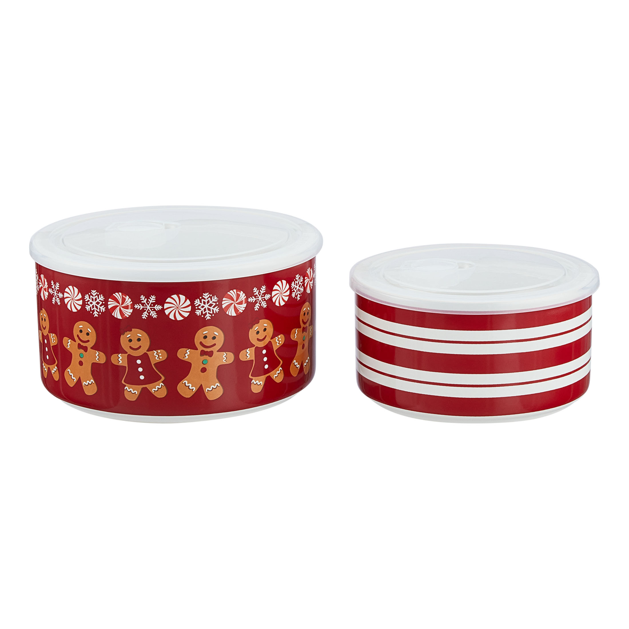 Holiday Time 4-Piece Gingerbread & Peppermints Glazed Stoneware Bake & Store Containers Set, Mult... | Walmart (US)