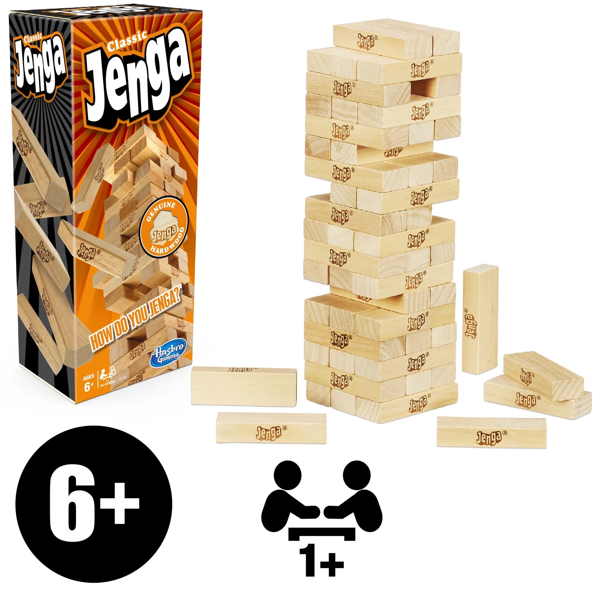 Jenga, Classic Game, Genuine Hardwood Blocks, Stacking Game for Kids Ages 6+ - Walmart.com | Walmart (US)