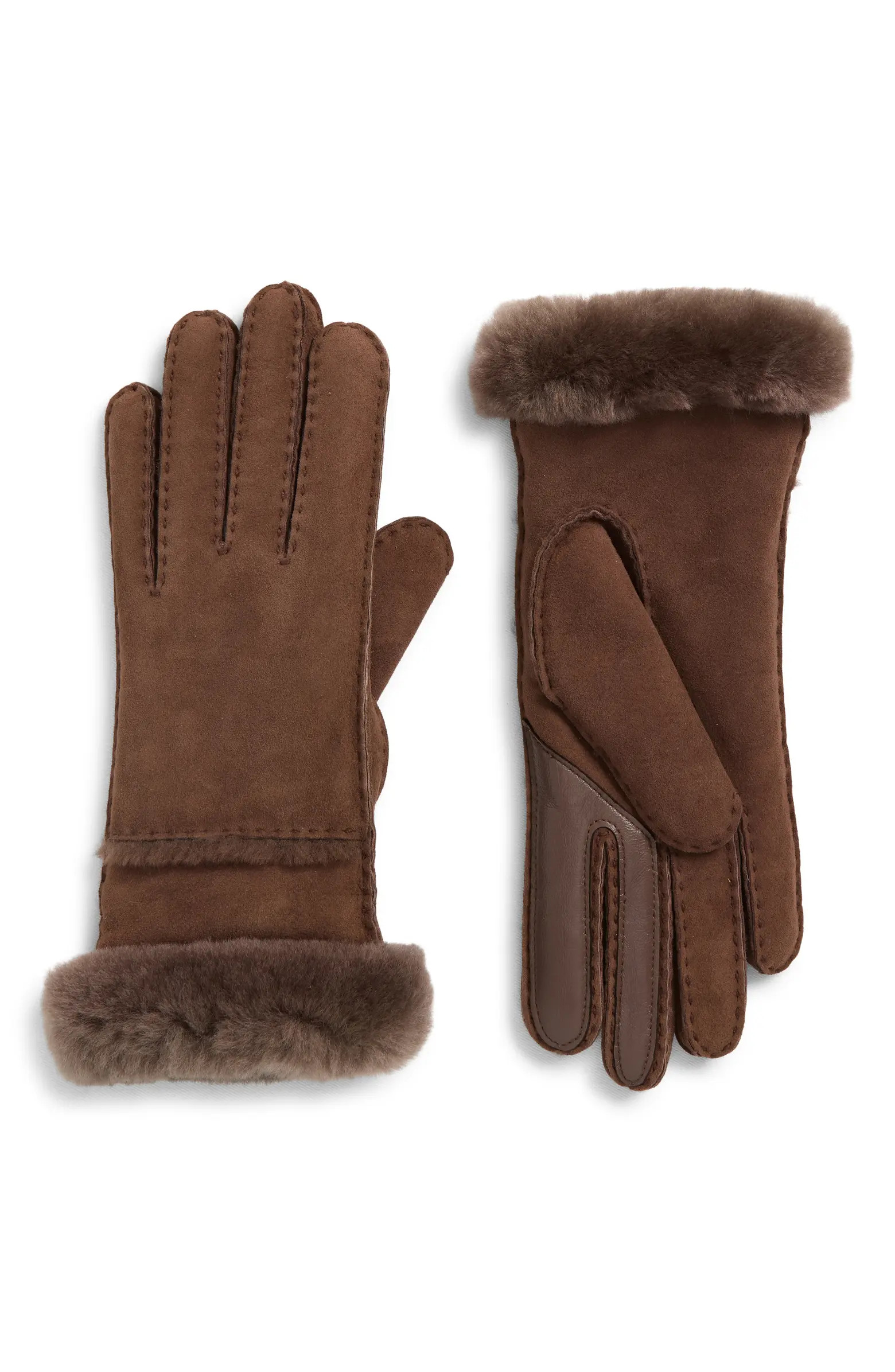 Seamed Touchscreen Compatible Genuine Shearling Gloves | Nordstrom