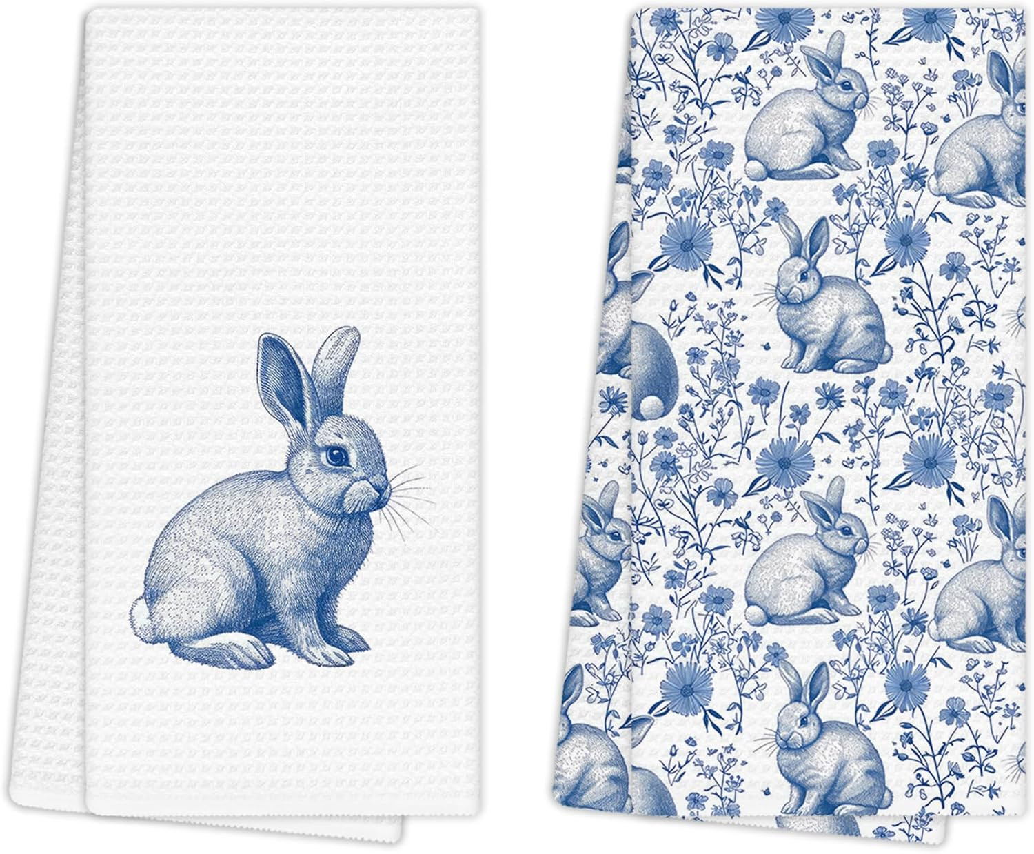 Blue and White Floral Easter Bunny Kitchen Towels, Bunny Gifts for Women Hand Towels for Bathroom... | Amazon (US)