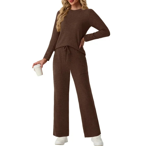 Cueply 2 Piece Sets for Women Outfits Casual Long Sleeve Lounge Matching Sets Clothing with Pocke... | Walmart (US)