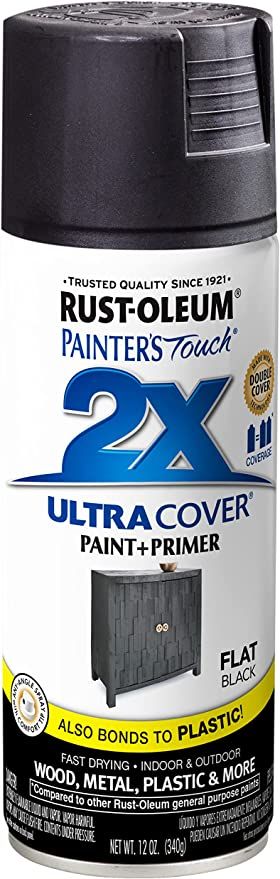 Amazon.com: Rust-Oleum 249127 Painter's Touch 2X Ultra Cover, 12 Oz, Flat Black : Everything Else | Amazon (US)
