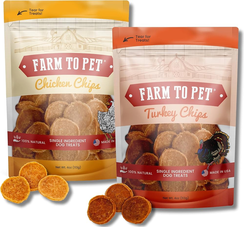 Farm To Pet - Dog Training Treats Chicken & Turkey Chip Protein Pack, 100% All Natural, Single In... | Amazon (US)