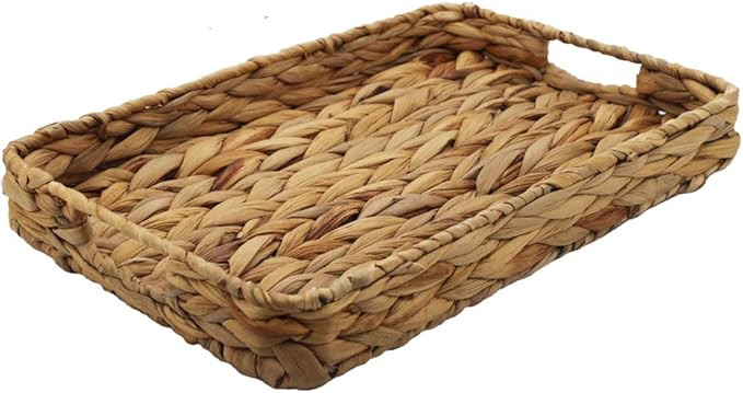 HDKJ Decorative Tray Water Hyacinth Storage Basket Rectangle Seagrass Storage Basket for Fruit or... | Amazon (US)