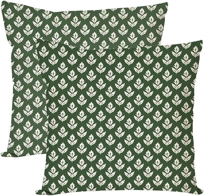 PANDICORN Vintage Floral Throw Pillow Covers 18x18 Inch Set of 2 Green Flower Cottagecore Outdoor... | Amazon (US)