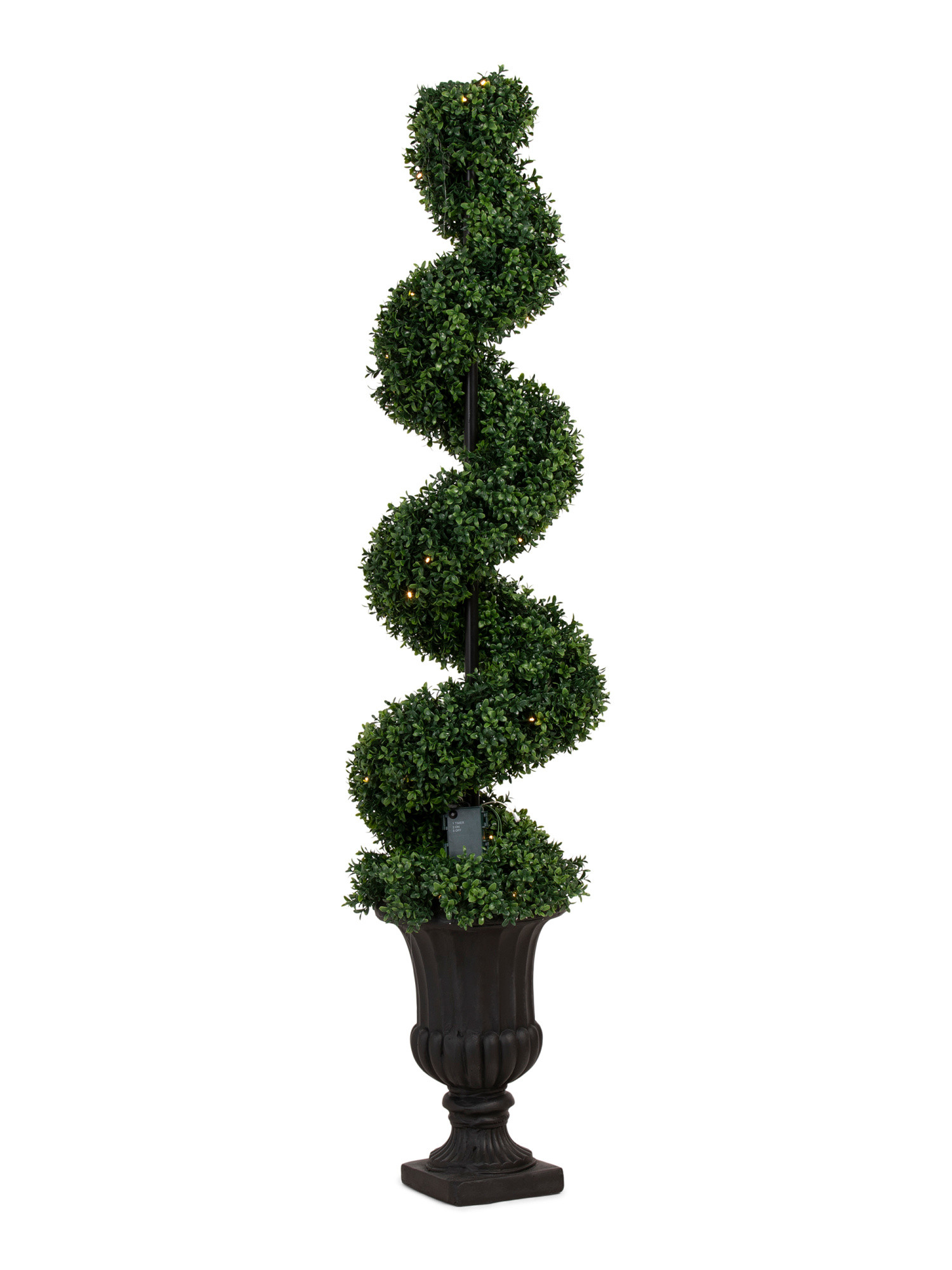 61in Pre-lit Uv Resistant Outdoor Swirl Boxwood Topiary | TJ Maxx