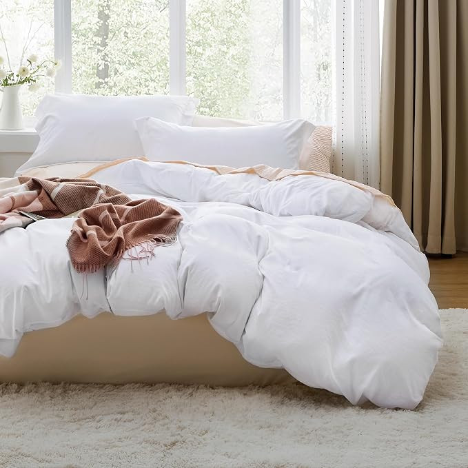 Bedsure Bright White Oversized King Duvet Cover - 3 Pieces Prewashed Cotton-Like Polyester Extra ... | Amazon (US)