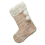 Amazon.com: Creative Co-Op 19-1/2"H Fabric Bouclé Stocking w/Faux Fur Trim & Pom Poms, Pink & Wh... | Amazon (US)