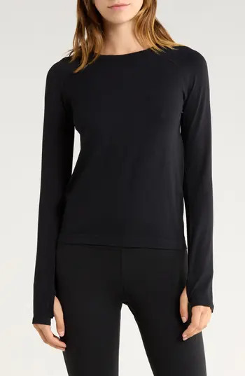90 DEGREE BY REFLEX Zaia Long Sleeve Active Top in Black at Nordstrom Rack, Size Large | Nordstrom Rack
