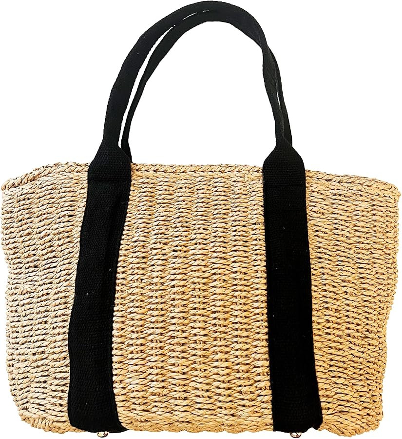 Rattan Women Shoulder Bags Large Capacity Female Summer, Beach, Minimalist, Daily, Top-handle Han... | Amazon (US)