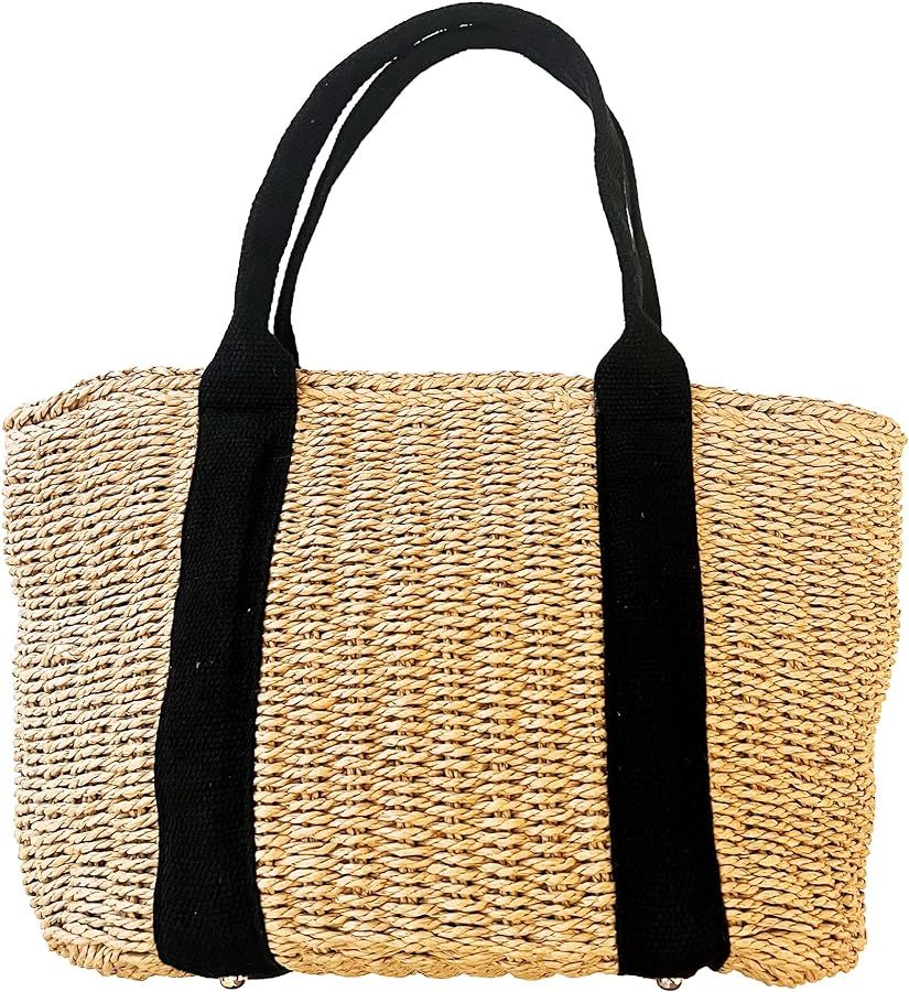 Rattan Women Shoulder Bags Large Capacity Female Summer, Beach, Minimalist, Daily, Top-handle Han... | Amazon (US)