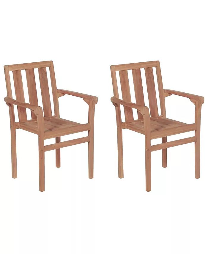 vidaXL Stackable Patio Chairs 2 pcs Solid Teak Wood - Macy's | Macy's