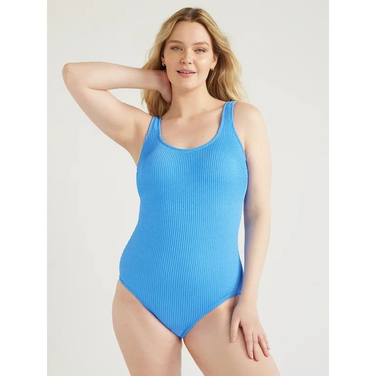 Time and Tru Women's and Women's Plus Crinkle One Piece Swimsuit, Sizes XS-3X | Walmart (US)