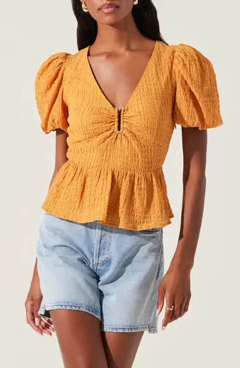 ASTR the Label Mylah Puckered Top in Pink at Nordstrom, Size X-Small | Nordstrom