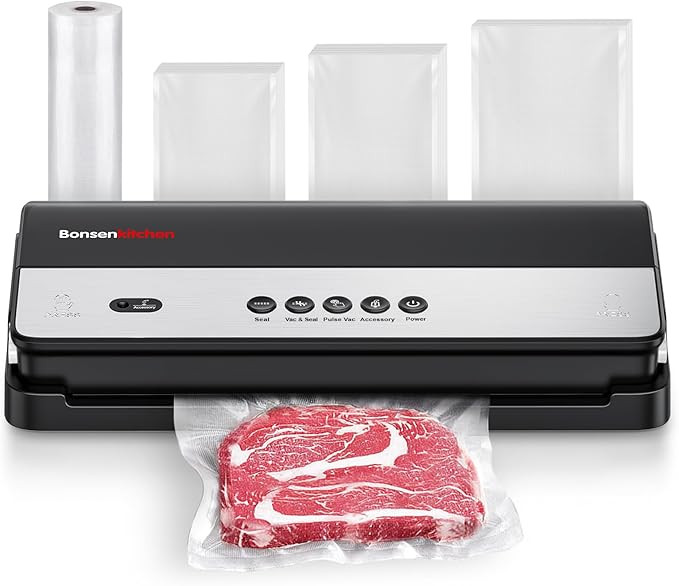 Bonsenkitchen Vacuum Sealer, Multi-Functional Food Sealer Machine with 1 Roll Bag+ 50 Bags, Bag S... | Amazon (US)