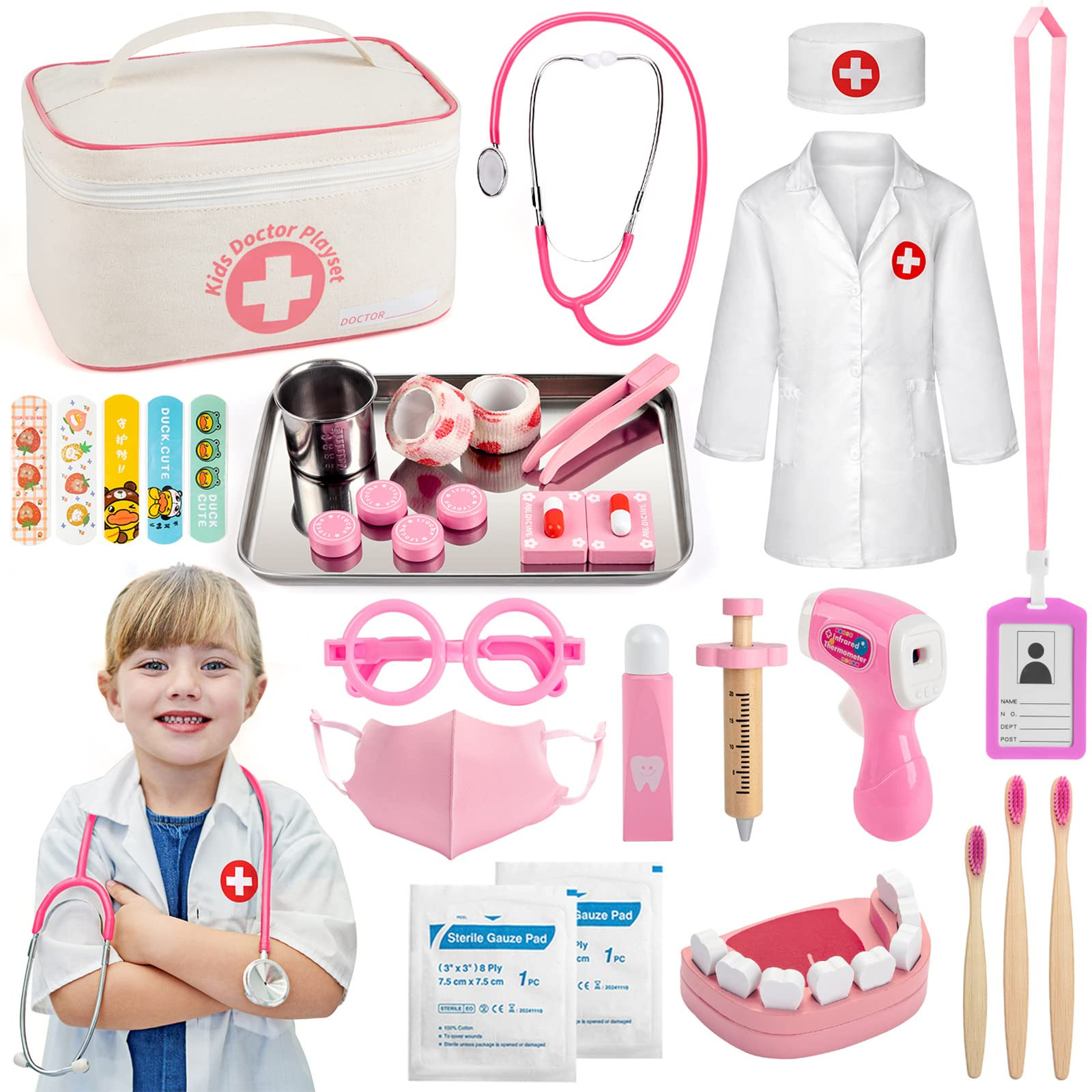 Sundaymot Doctors Set for Kids, 32 pcs Toy Doctors Kit with Stethoscope, Toddler Medical Play Set... | Amazon (UK)
