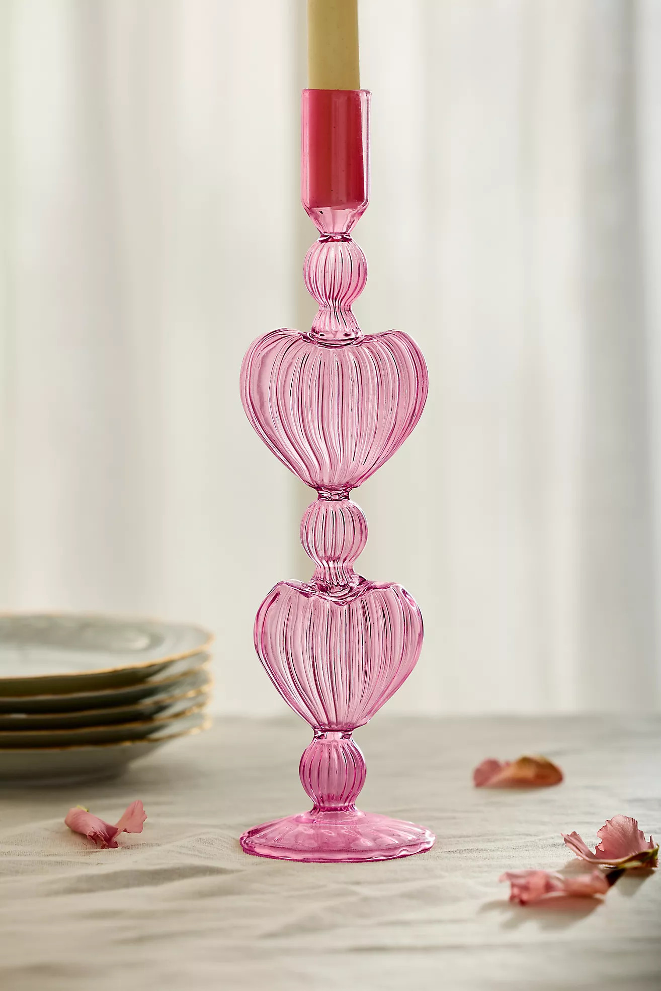 Heart Glass Taper Holder | Anthropologie (US)