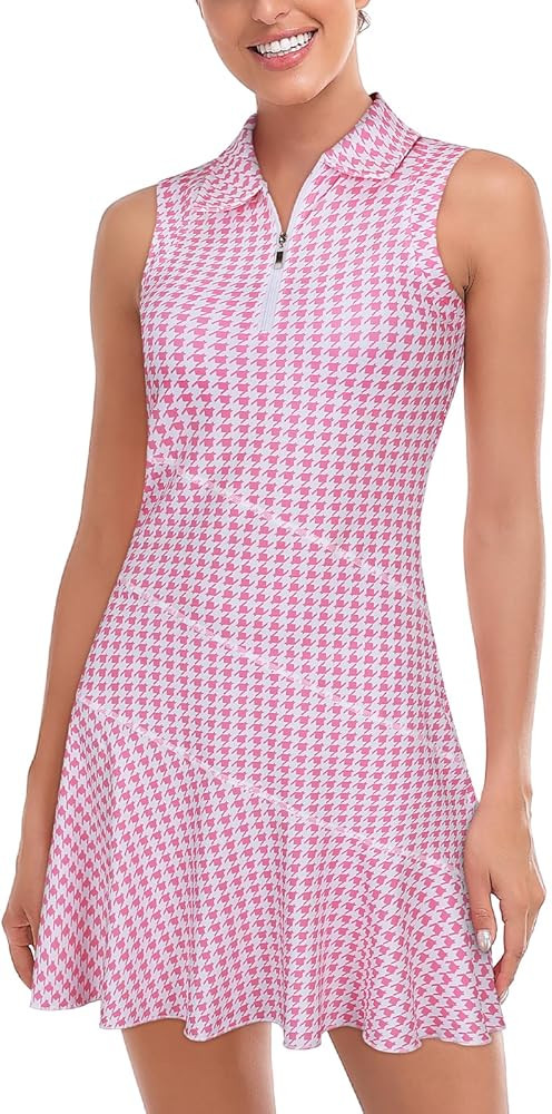 Misyula Tennis Dresses for Women,Athletic Dress with Shorts 2Pockets Zip Up Polo Sleeveless Golf ... | Amazon (US)