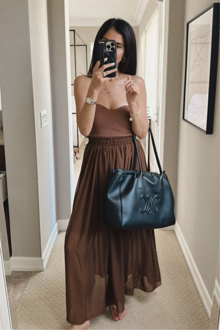 I have been loving browns lately and this monochrome outfit was perfect for a lunch date. I’m just shy of 5-7” and wear the size small tube top and medium skirt, StylinByAylin 

#LTKfindsunder100 #LTKstyletip
